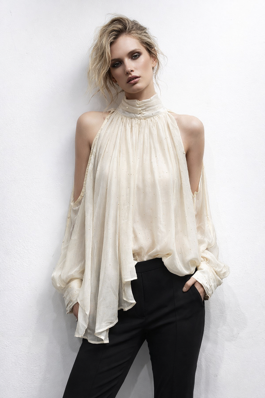 Shoulder shimmer blouse