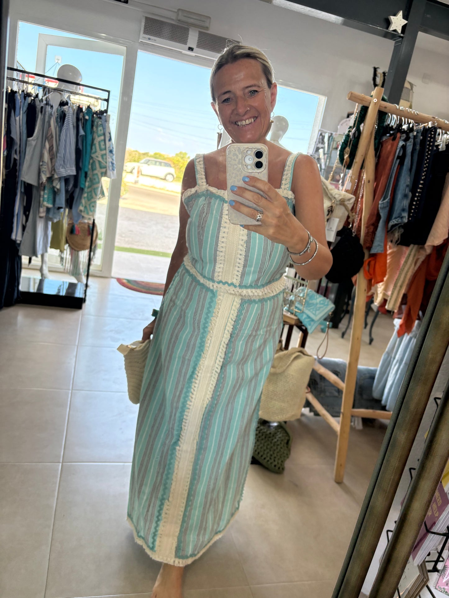 Stripe & Fringe top and Maxi Skirt