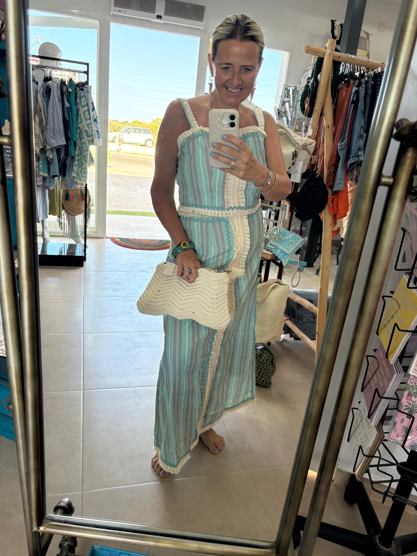 Stripe & Fringe top and Maxi Skirt