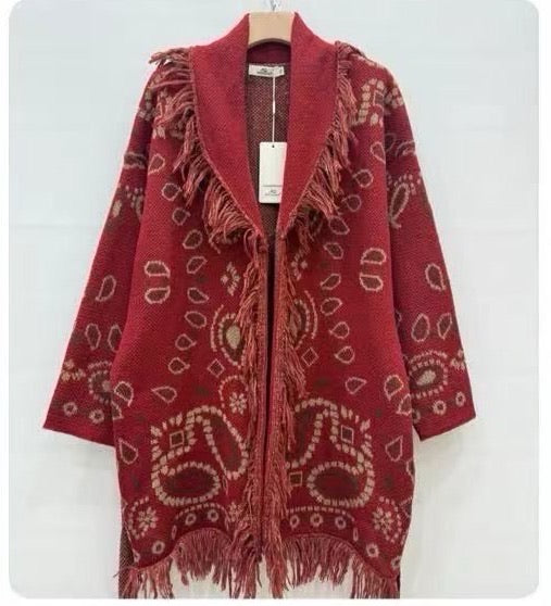 Boho Fringe Paisley Cardigan