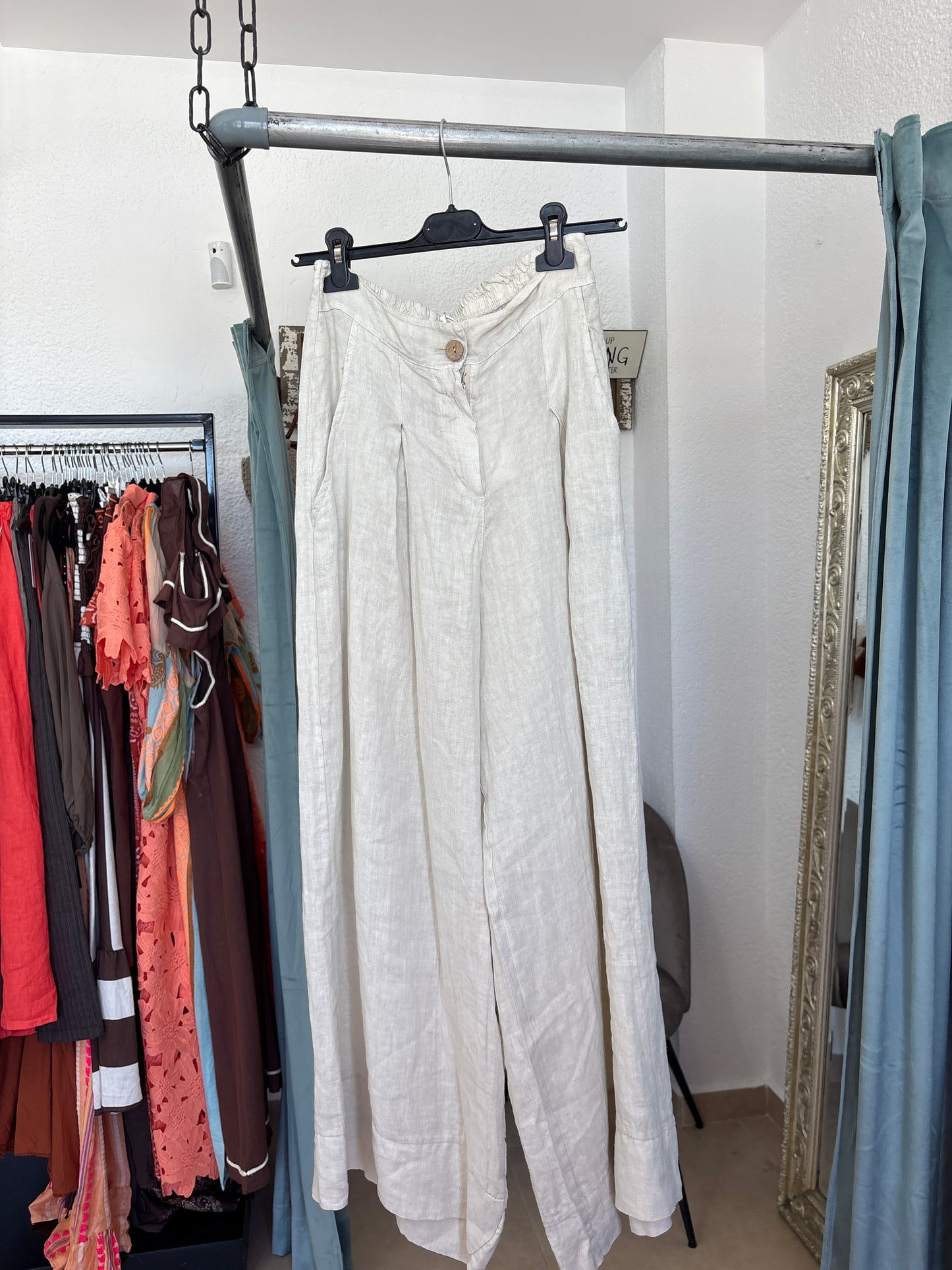 Wide leg linen trousers