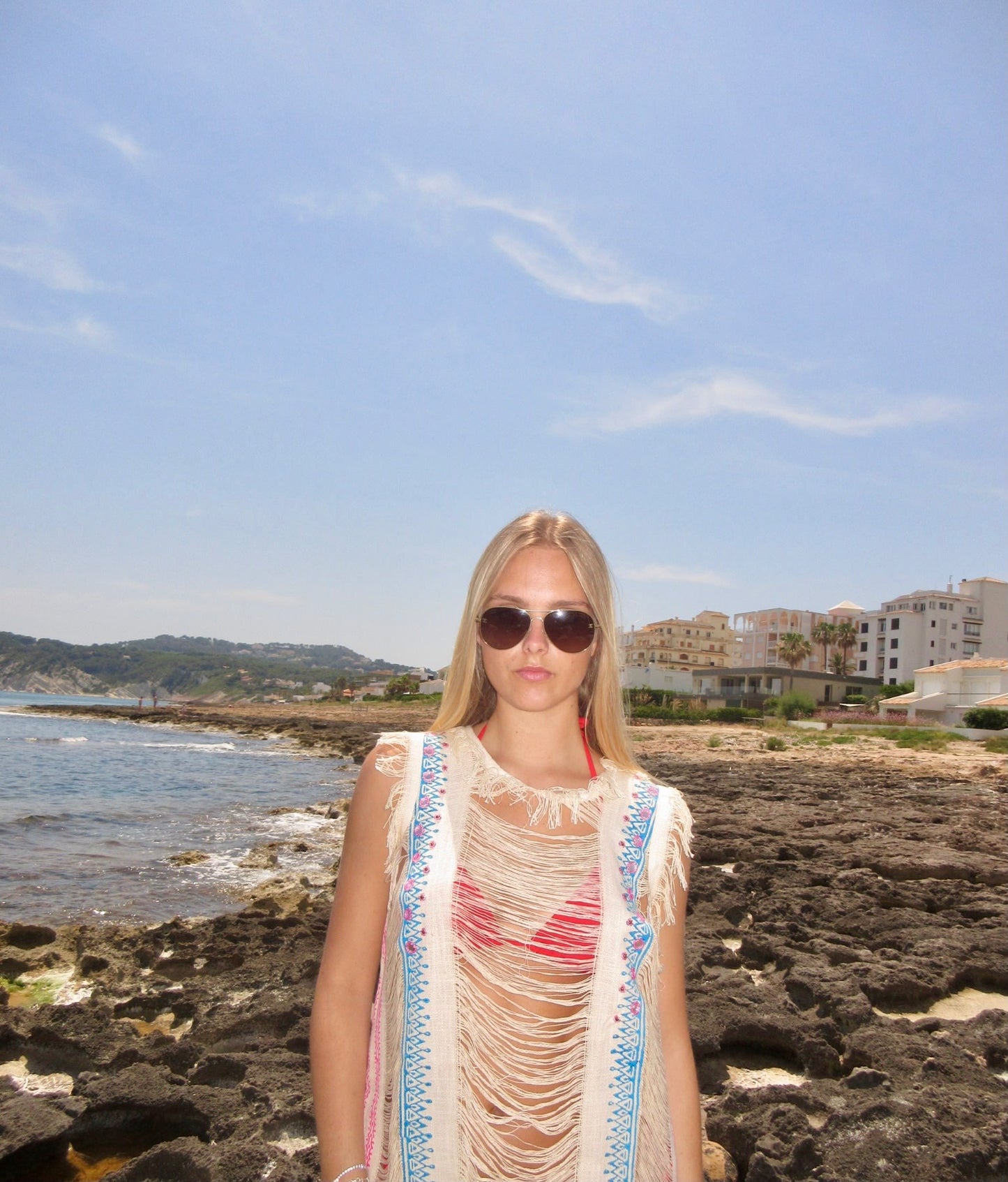 Indian Cotton Fringe Cover-Up Top | Boho Embroidered Beach Vest