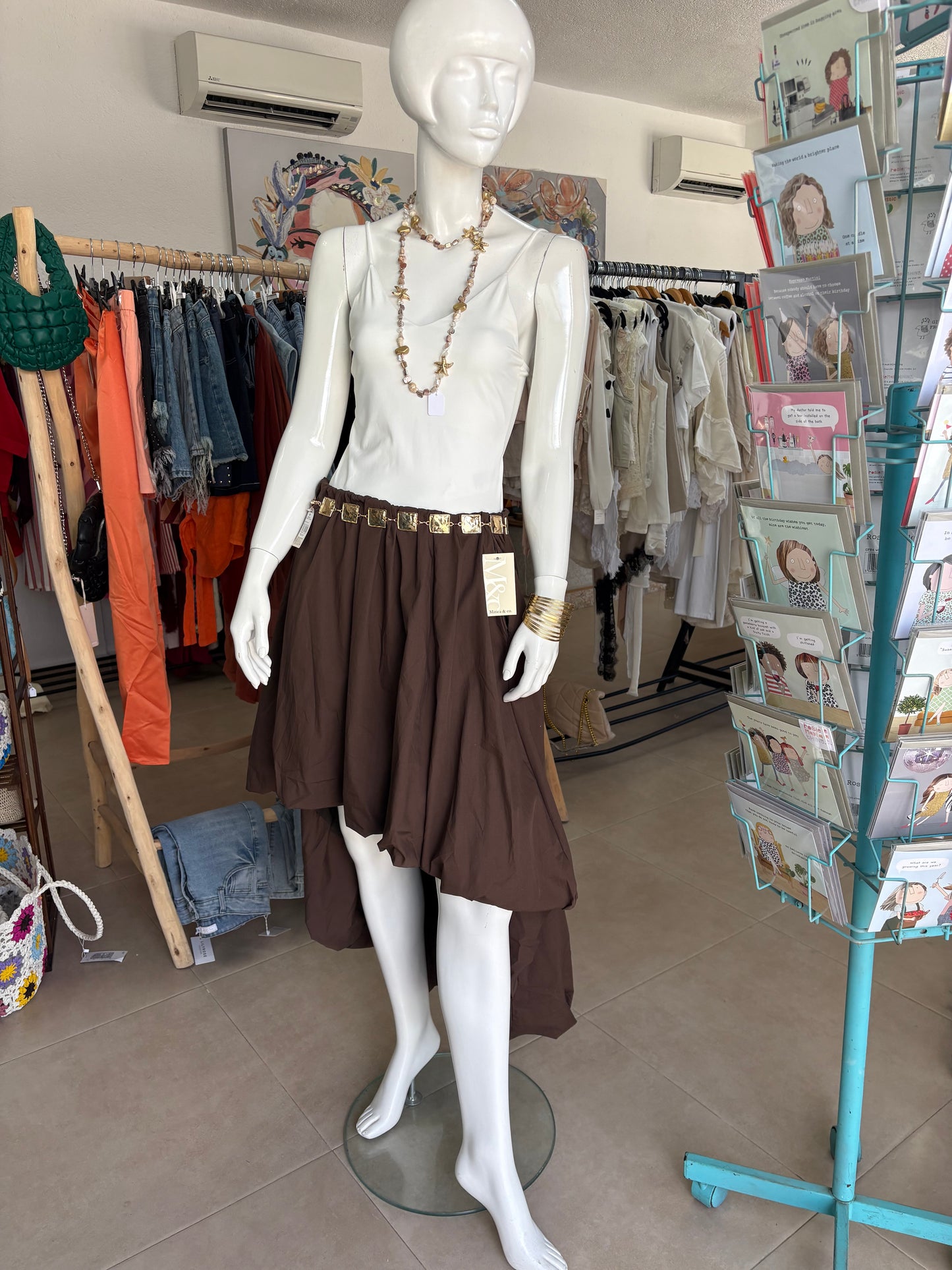 Asymmetric Balloon Skirt with Pockets