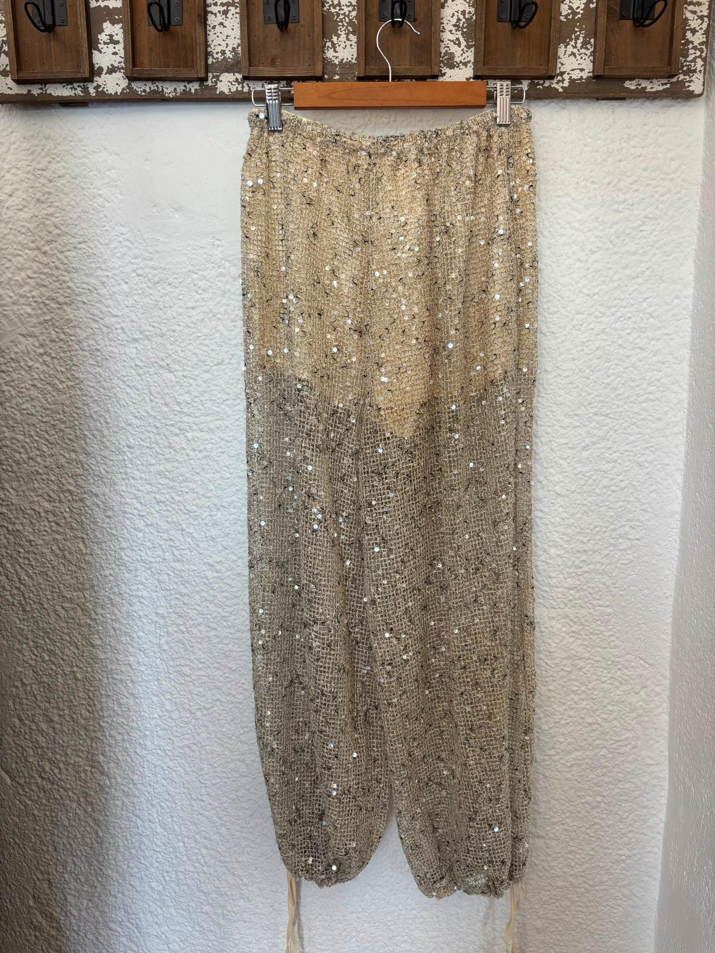 Sequin Mesh Wide Leg Trousers | Sparkle Beach Pants