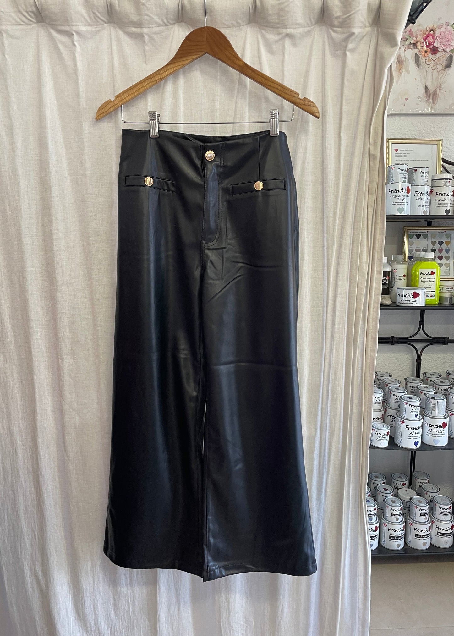 Cropped Pleather Flares