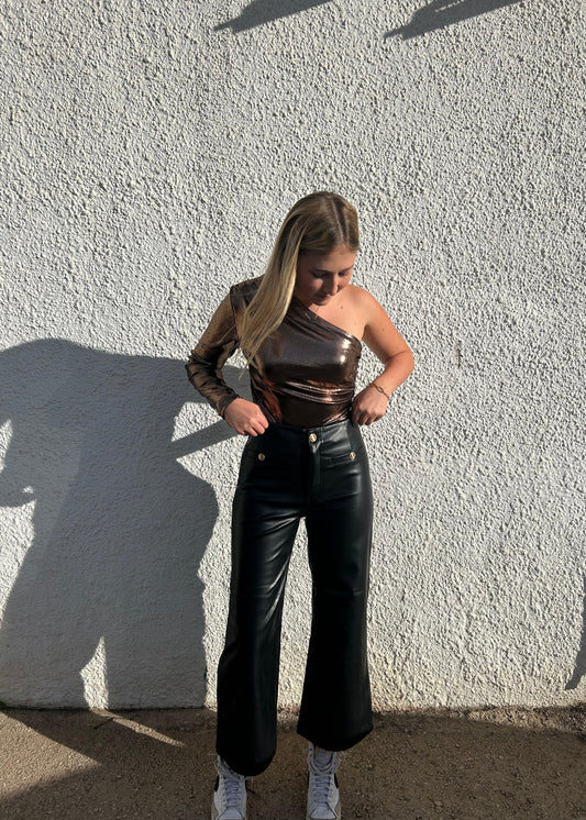 Cropped Pleather Flares