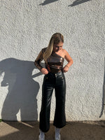 Cropped pleather flares