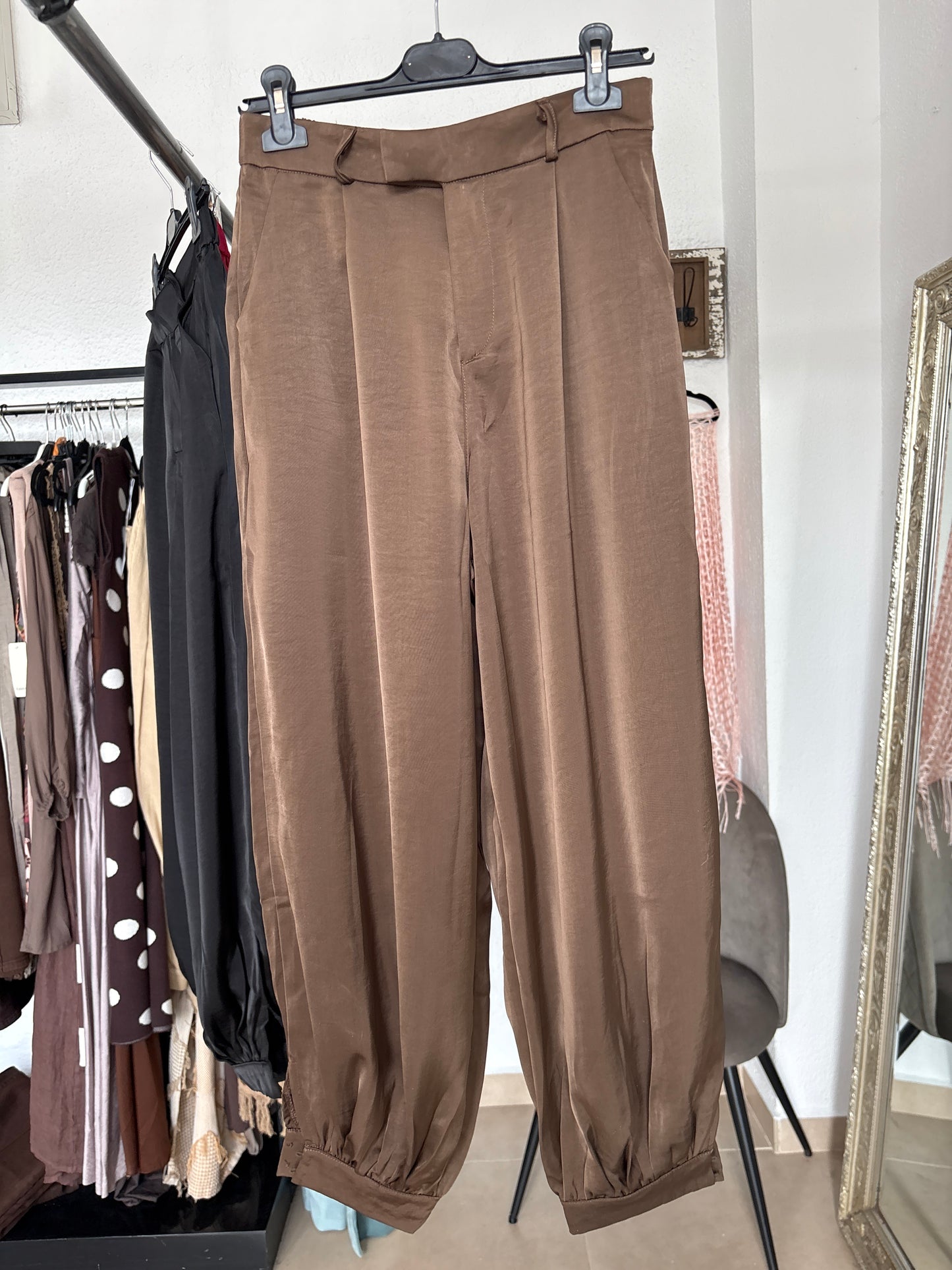 Ankle Cuffed Satin Trousers
