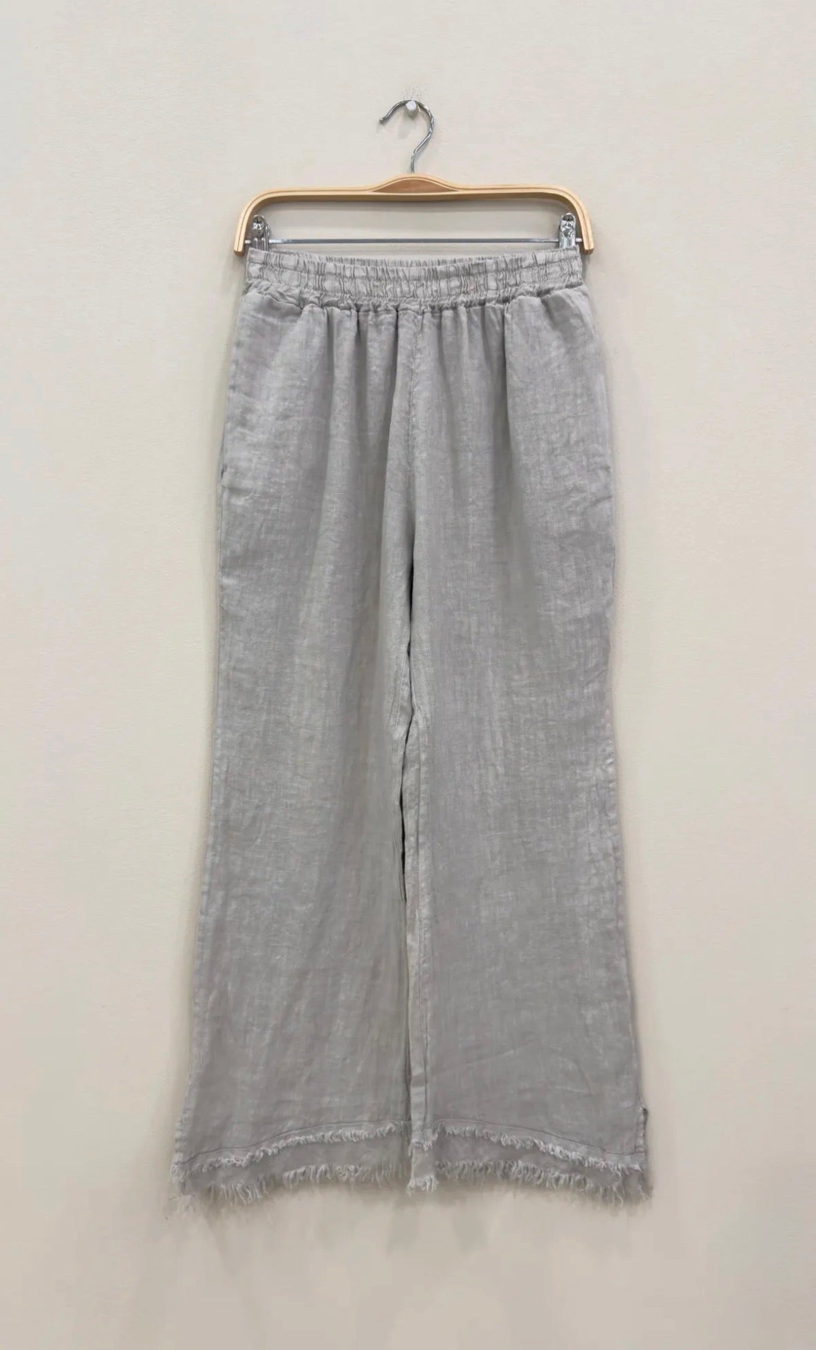 Linen Raw-Edge Wide Leg Trousers