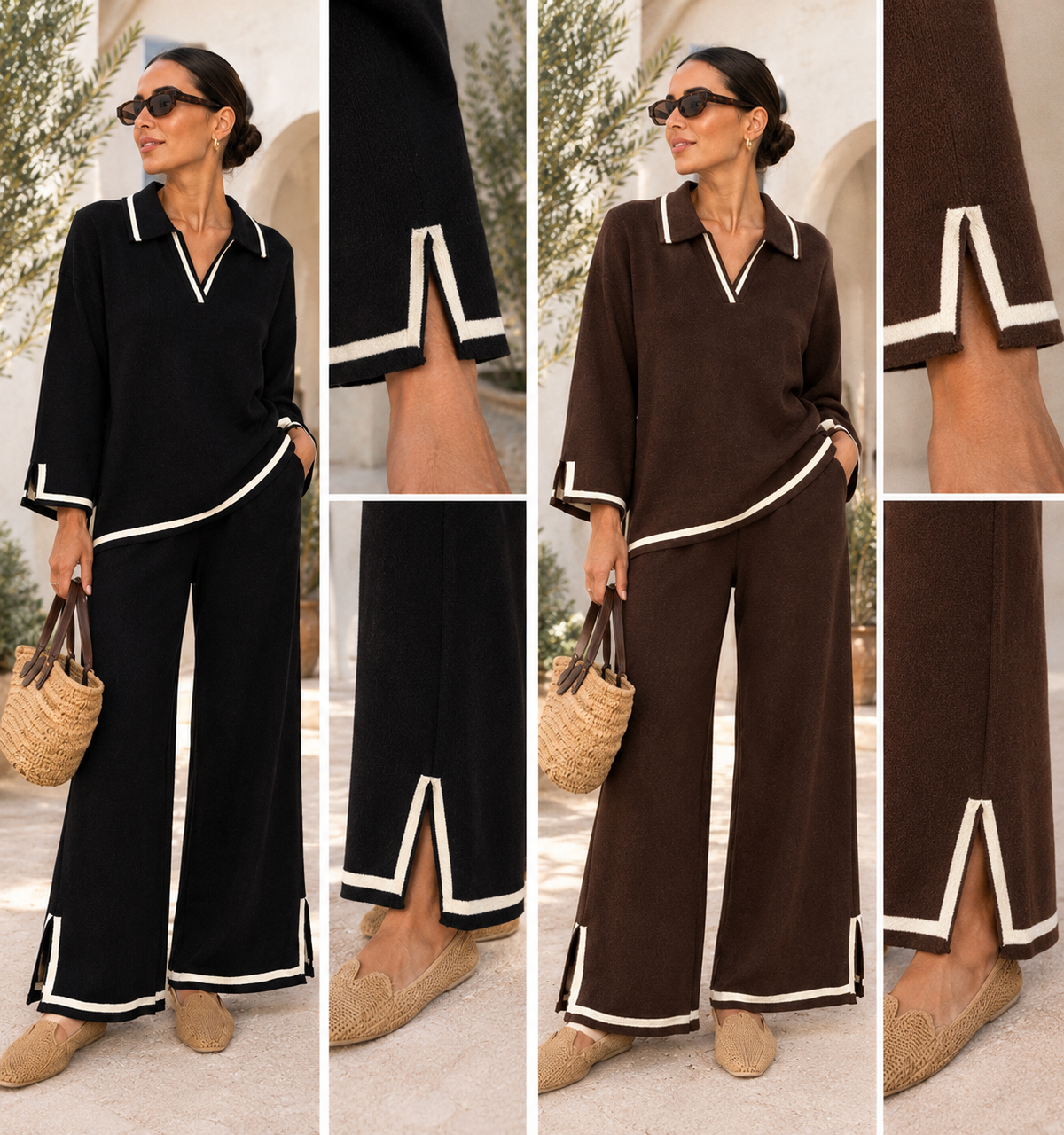 Contrast Trim Knit Polo Co-ord Set