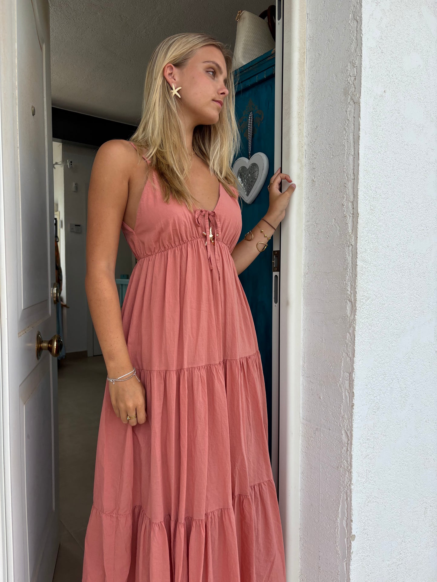 Starfish Tie-Front Tiered Maxi Dress