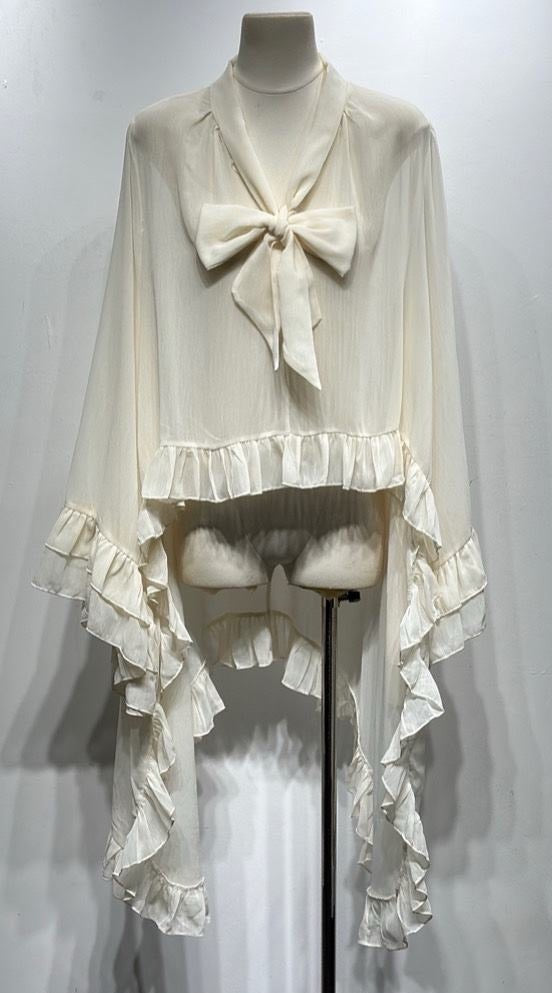 Cascade Bow-Neck Blouse