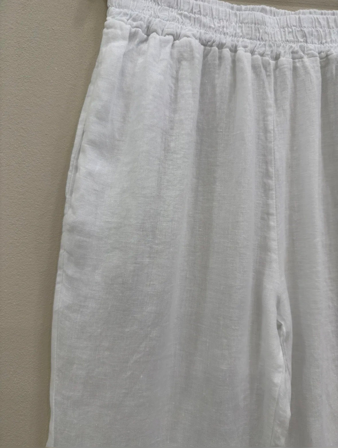 Linen Raw-Edge Wide Leg Trousers