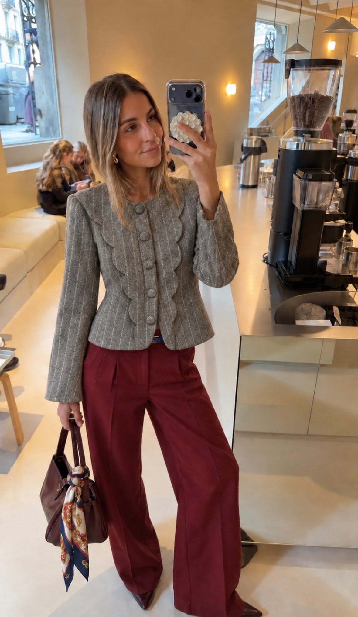 Scalloped Pinstriped Blazer