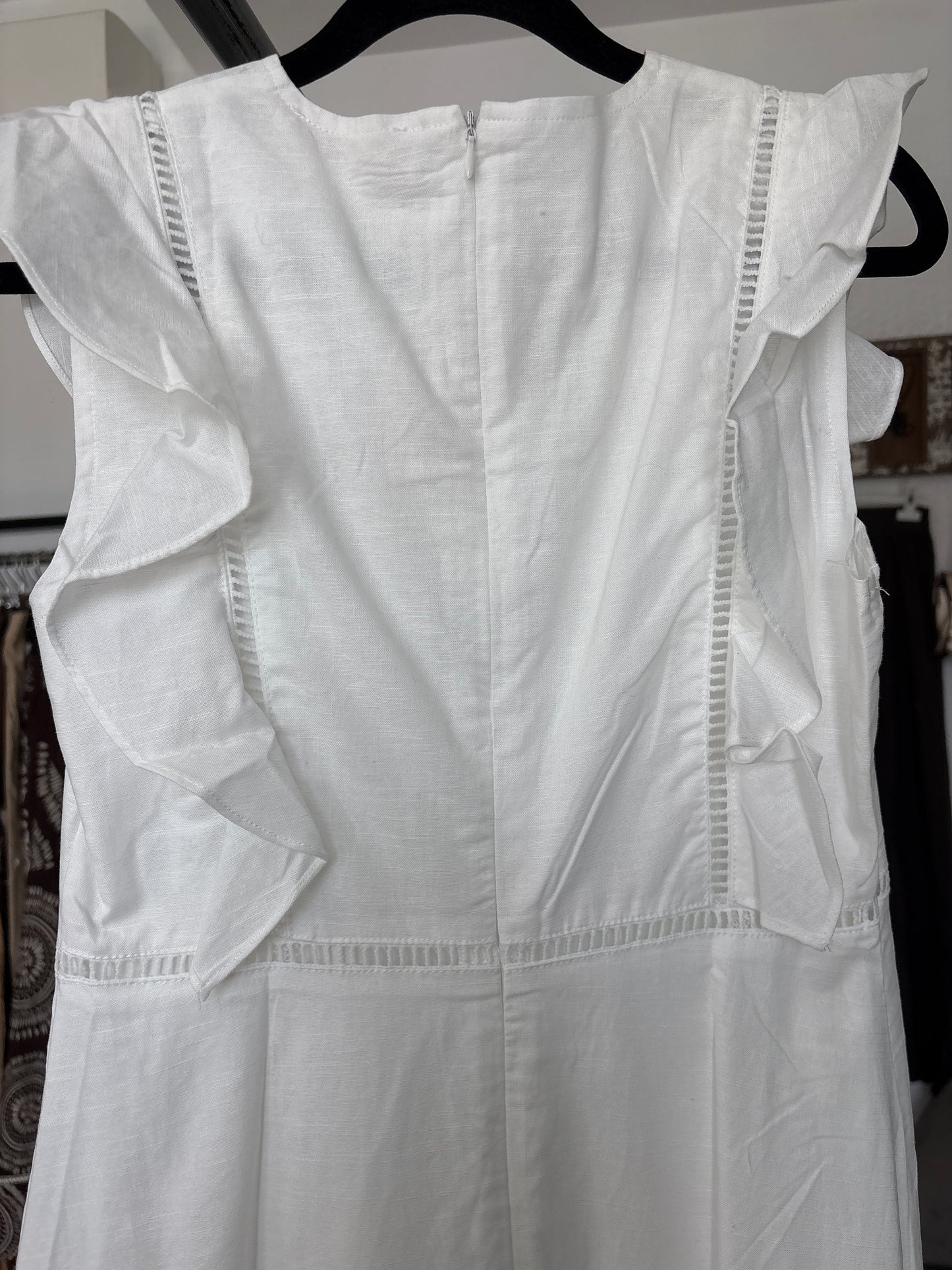 White Contrast Stitch Midi Dress