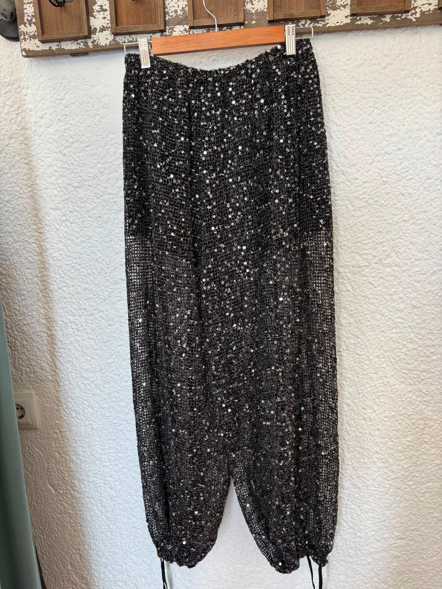 Sequin Mesh Wide Leg Trousers | Sparkle Beach Pants