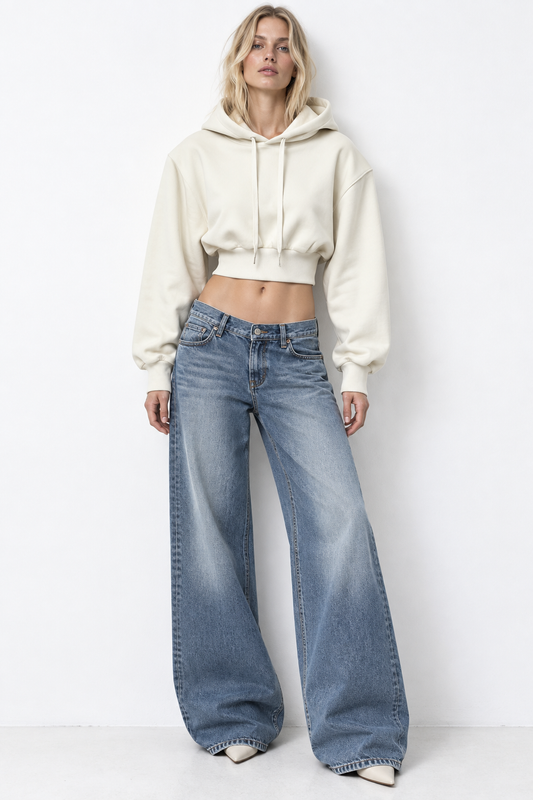 Cropped Shoulder Pad Hoodie