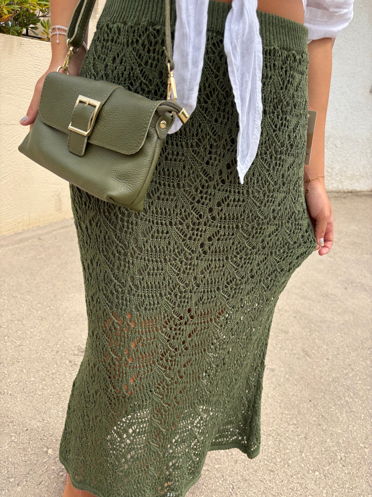 Open knit skirt