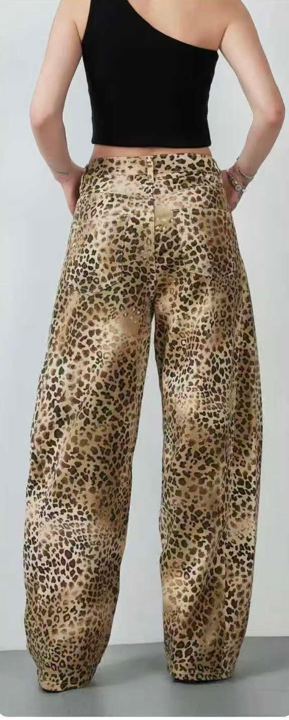 Leopard print jeans