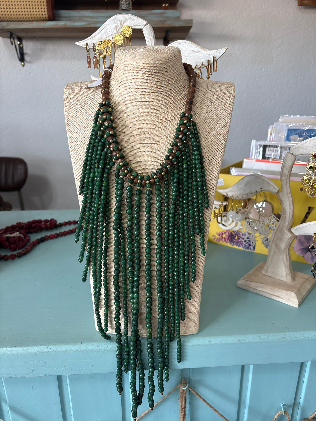Statement Fringe Bead Necklace