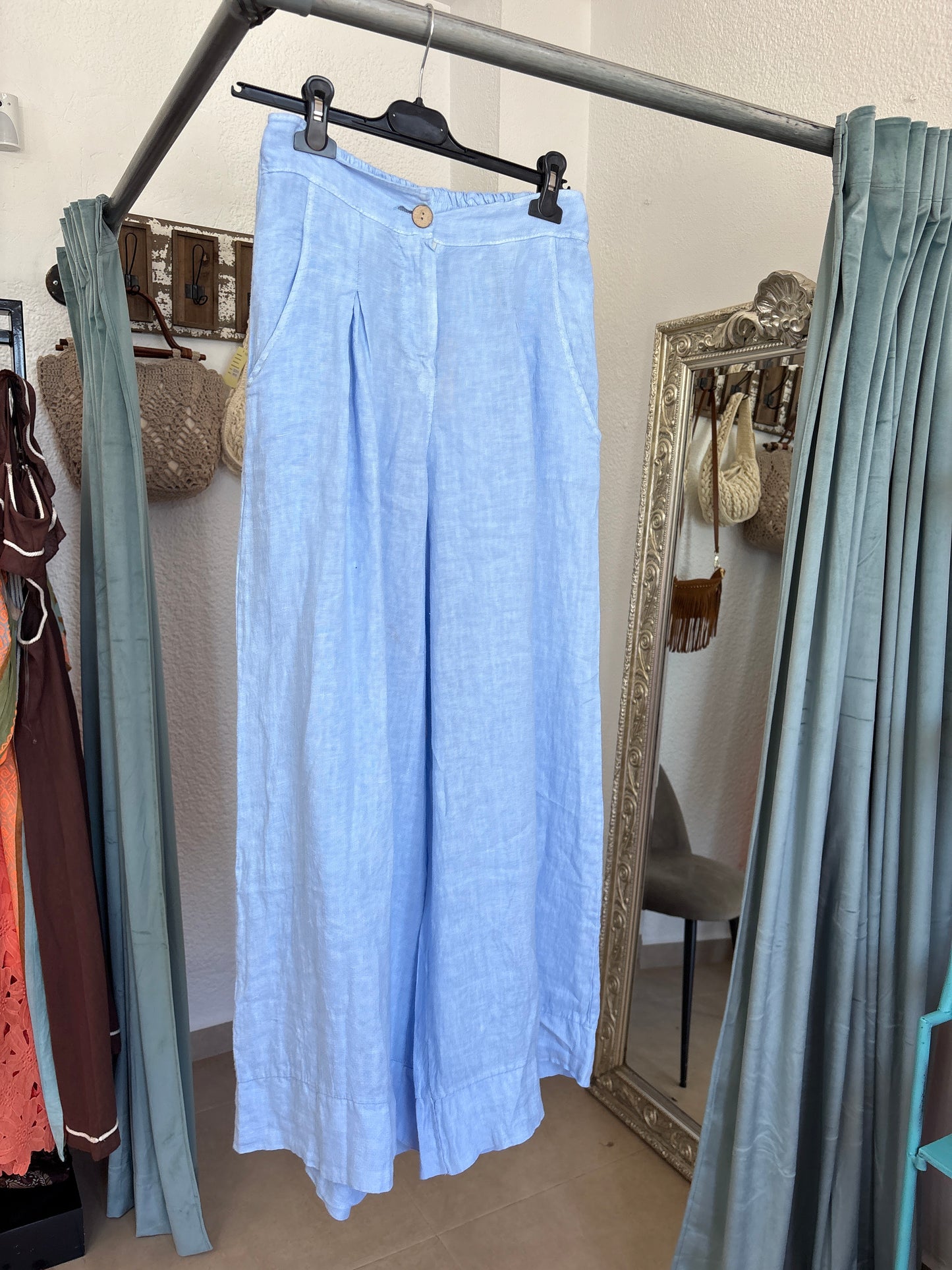 Wide leg linen trousers
