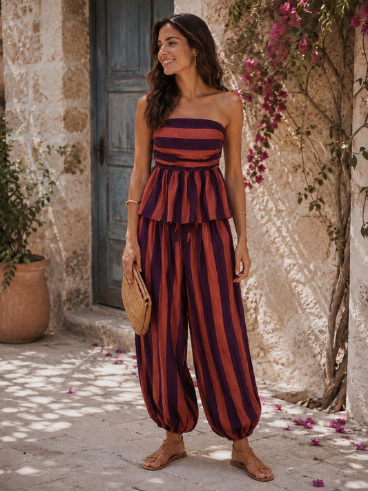Striped Bandeau & Balloon Trouser Co-ord