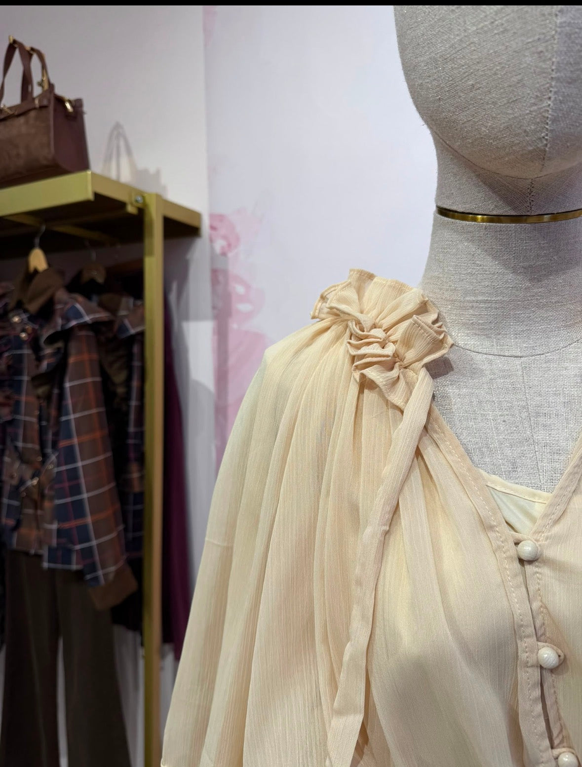 Ruffle Tie-Neck Chiffon Blouse