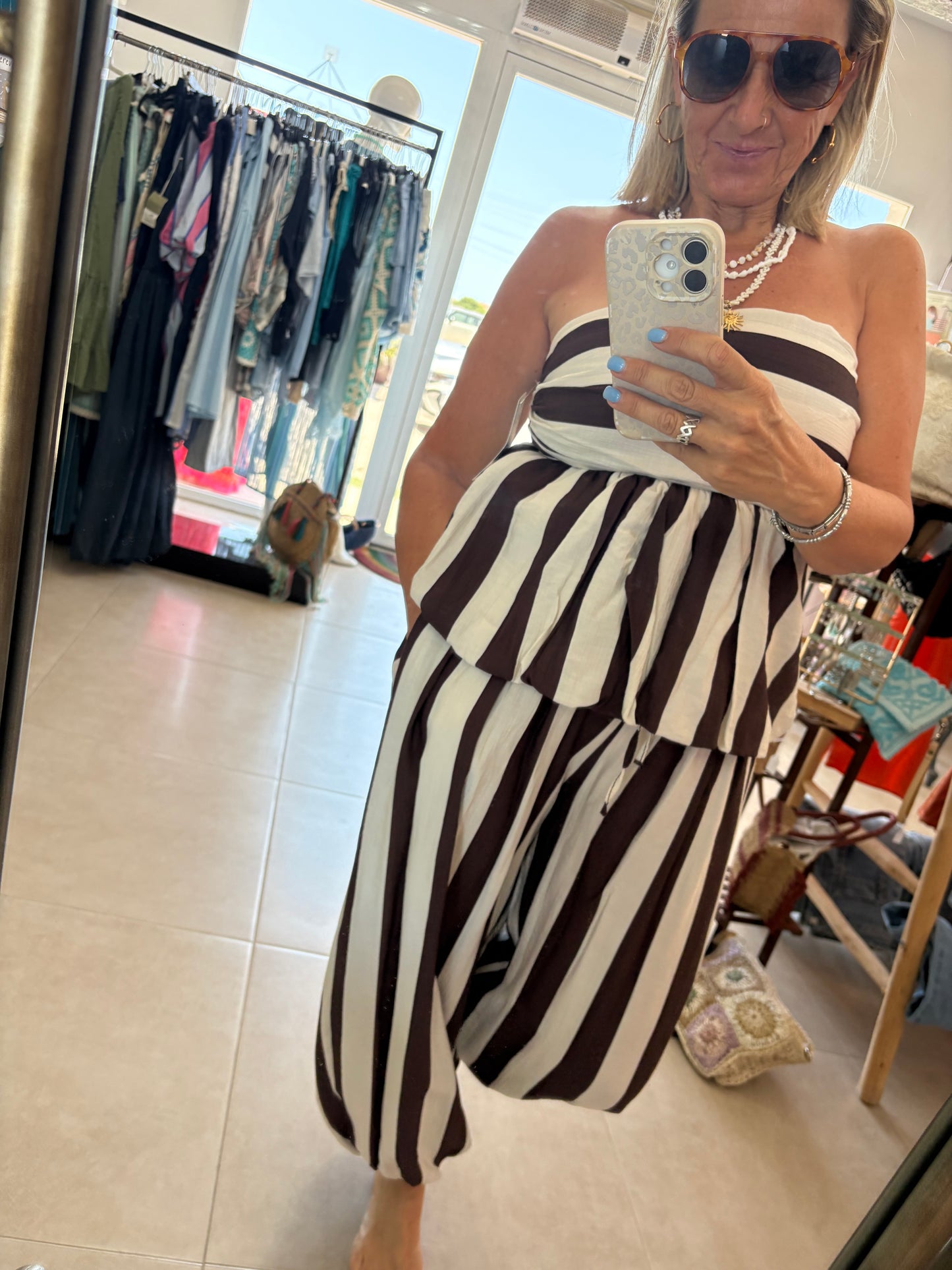 Striped Bandeau & Balloon Trouser Co-ord