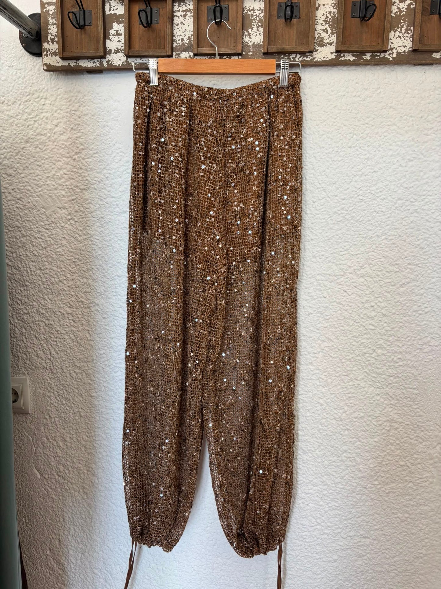 Sequin Mesh Wide Leg Trousers | Sparkle Beach Pants