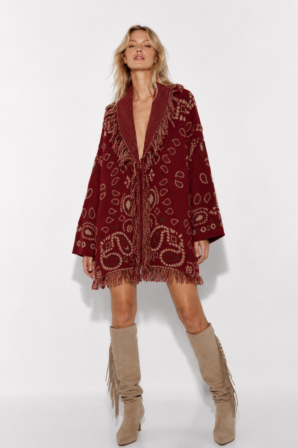 Boho Fringe Paisley Cardigan