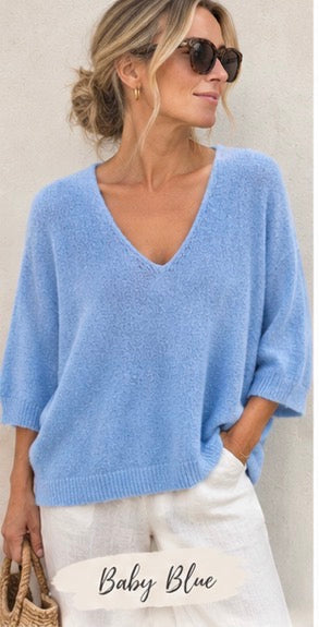Relaxed V-Neck Knit | Alpaca Blend Jumper