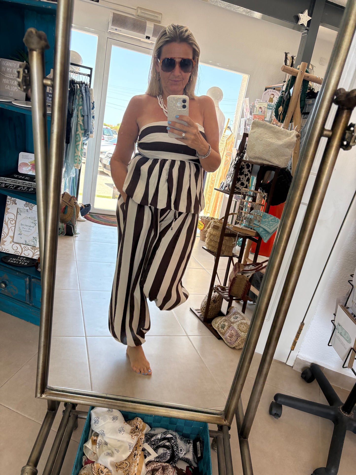 Striped Bandeau & Balloon Trouser Co-ord