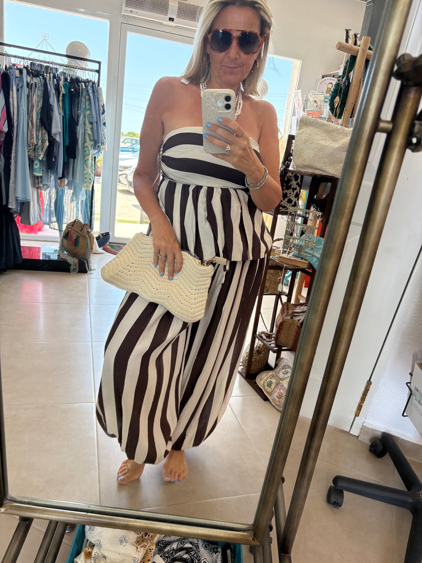 Striped Bandeau & Balloon Trouser Co-ord