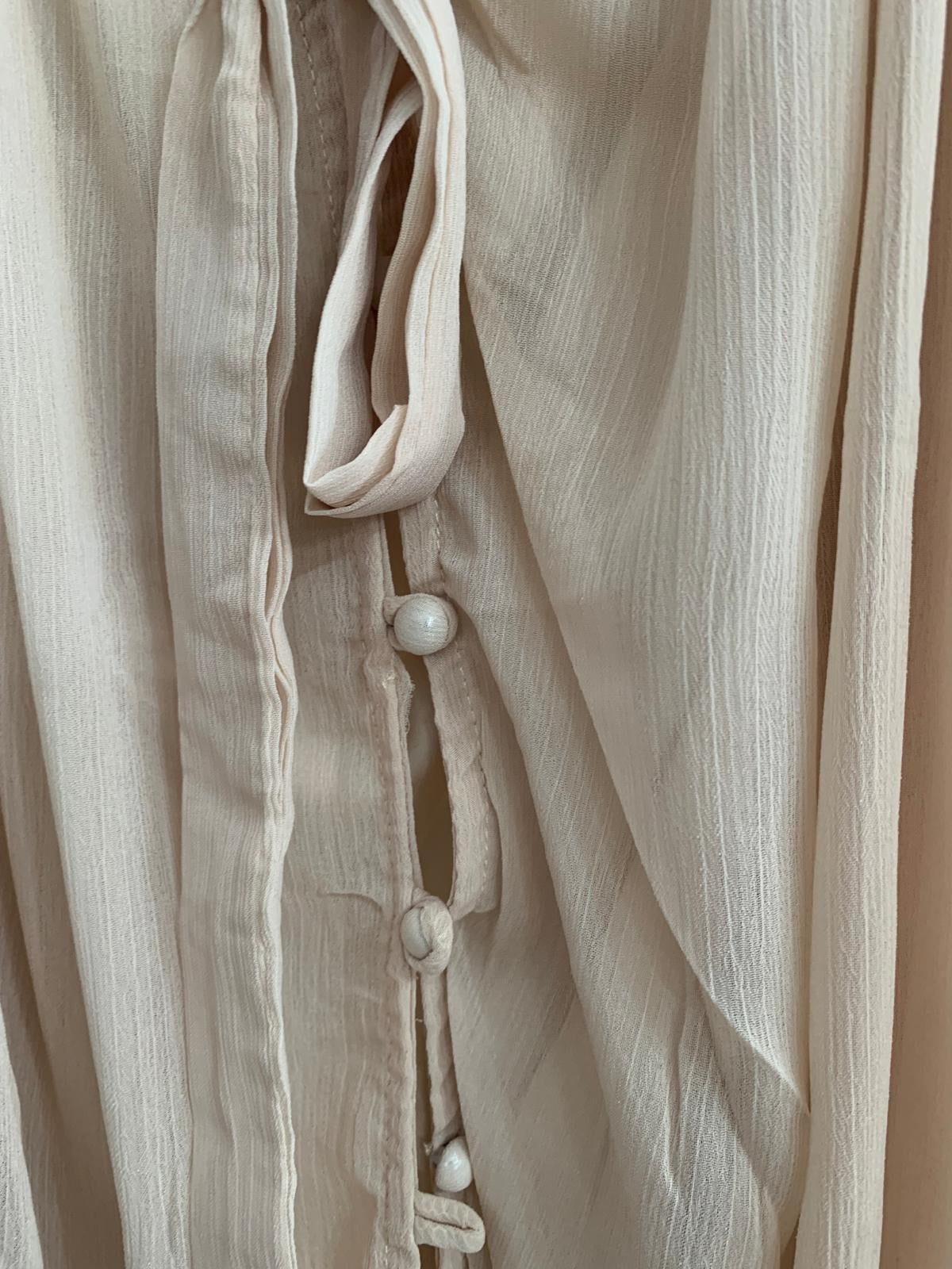 Ruffle Tie-Neck Chiffon Blouse