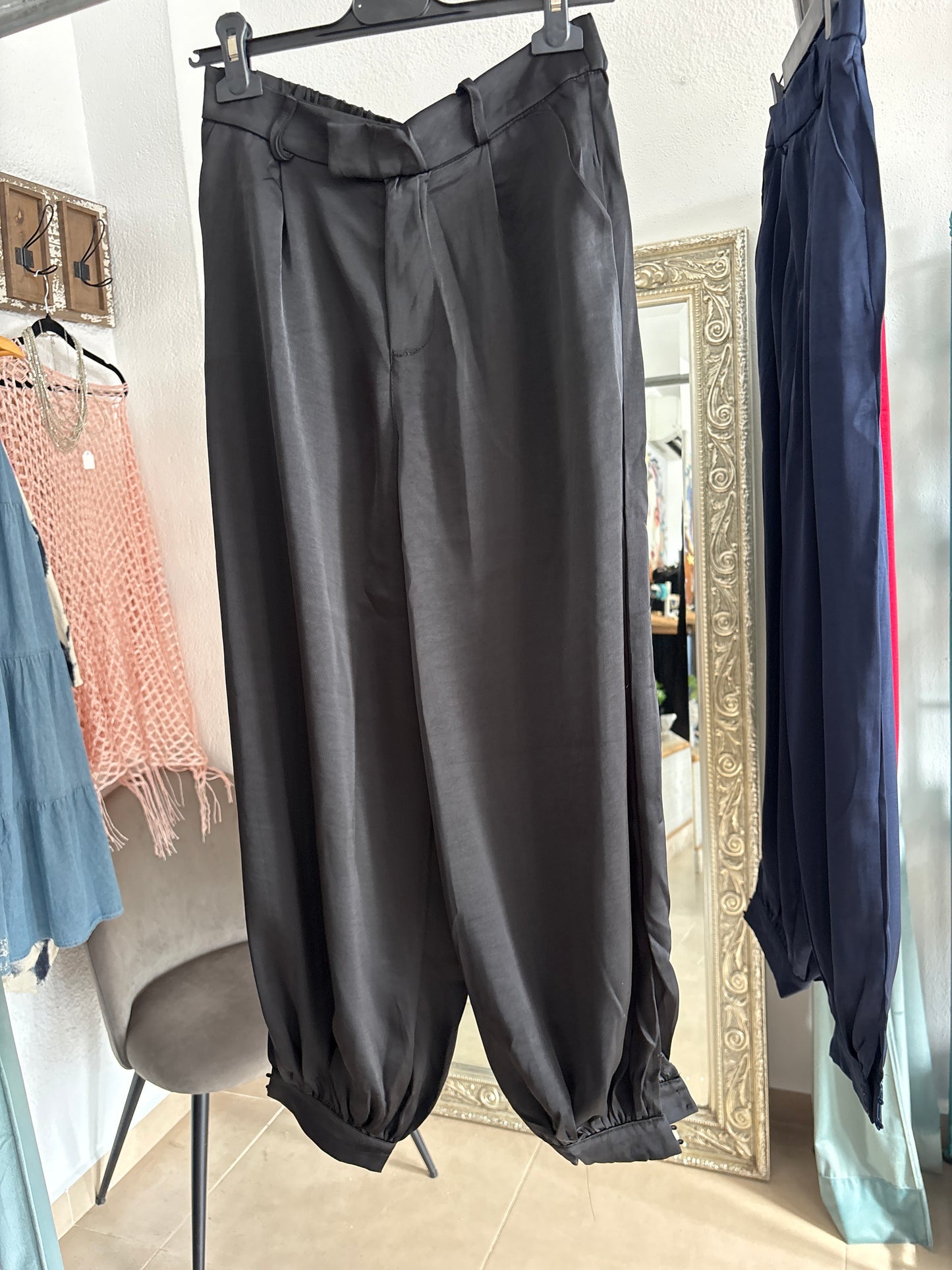 Ankle Cuffed Satin Trousers