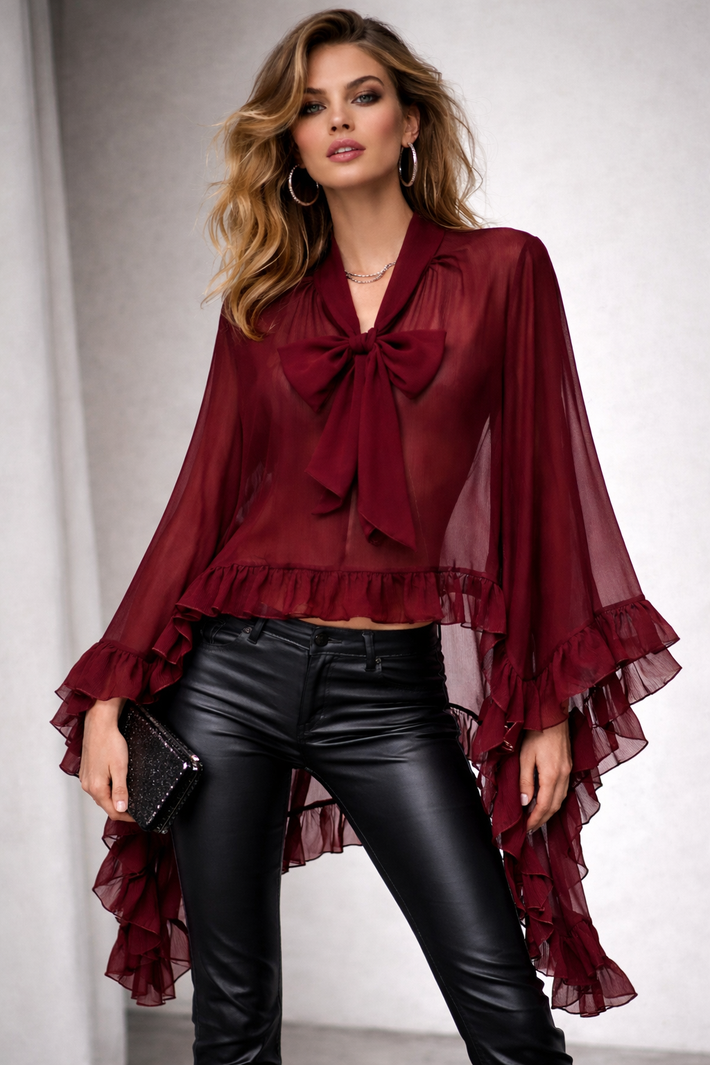 Cascade Bow-Neck Blouse