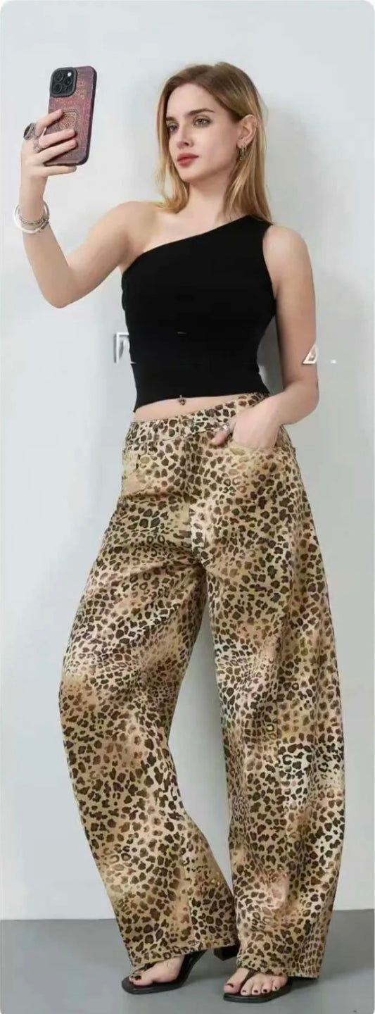 Leopard print jeans
