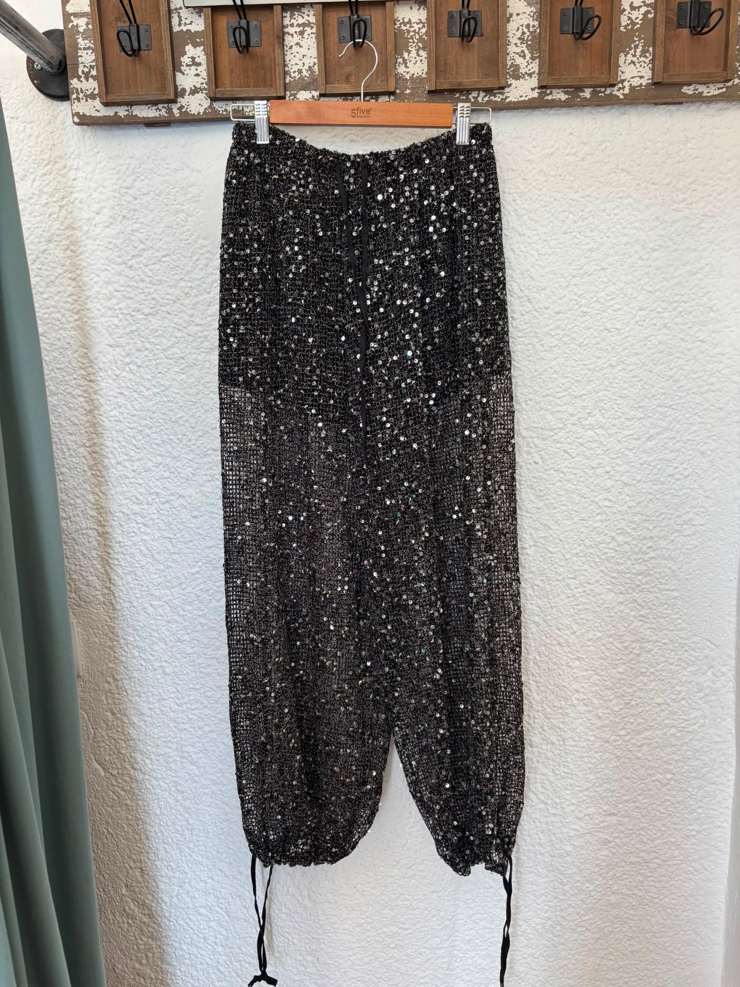 Sequin Mesh Wide Leg Trousers | Sparkle Beach Pants