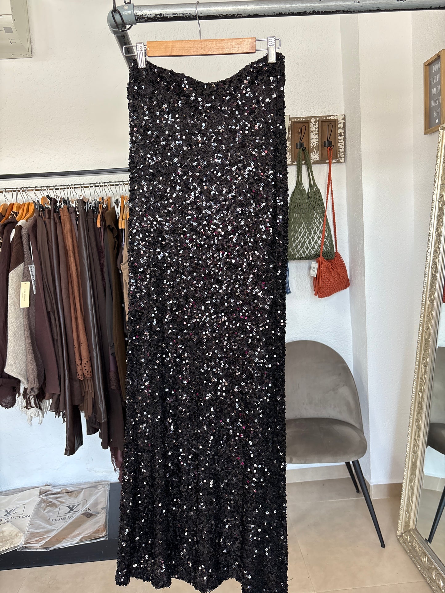 Sequin maxi skirt