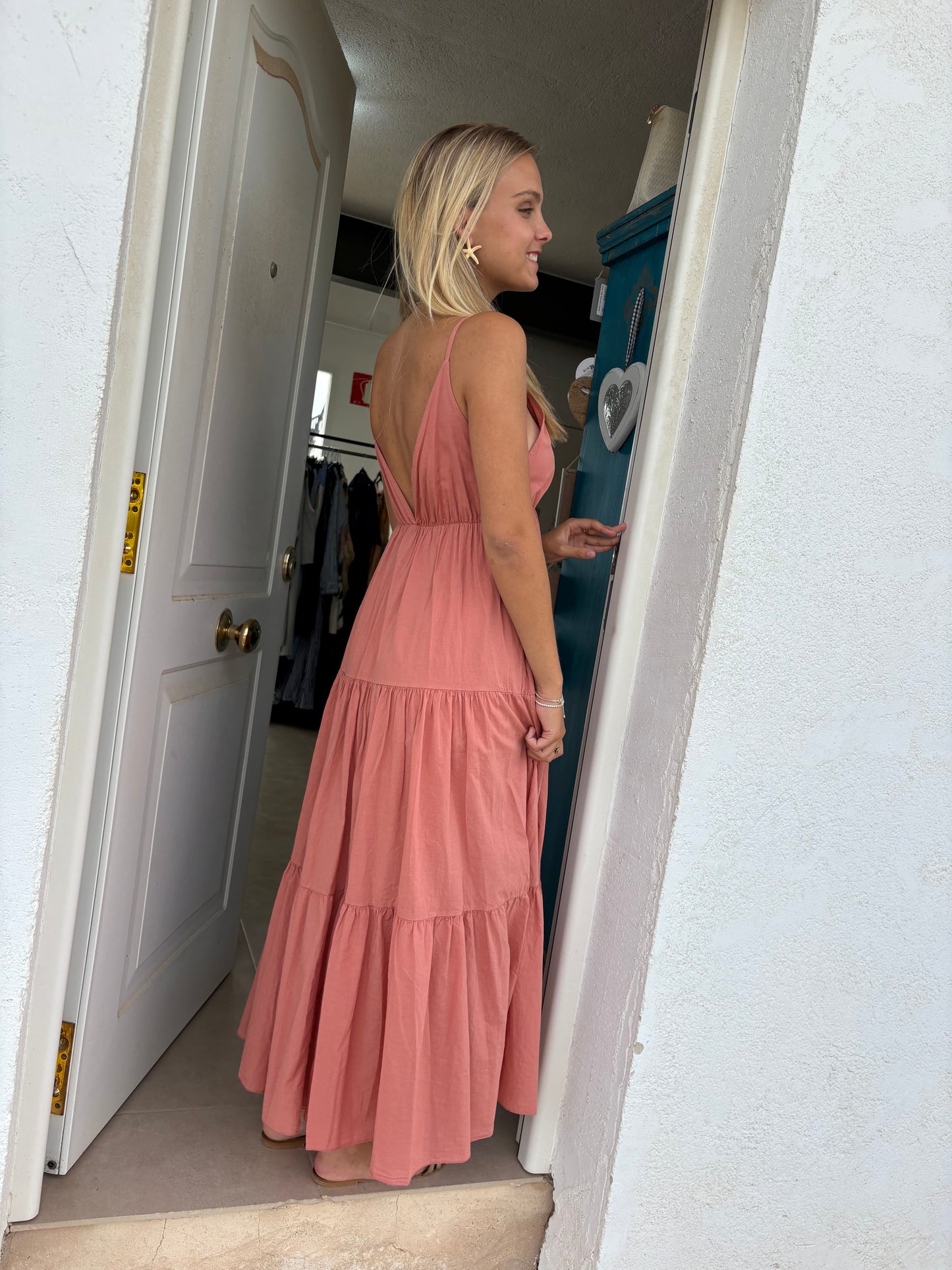 Starfish Tie-Front Tiered Maxi Dress