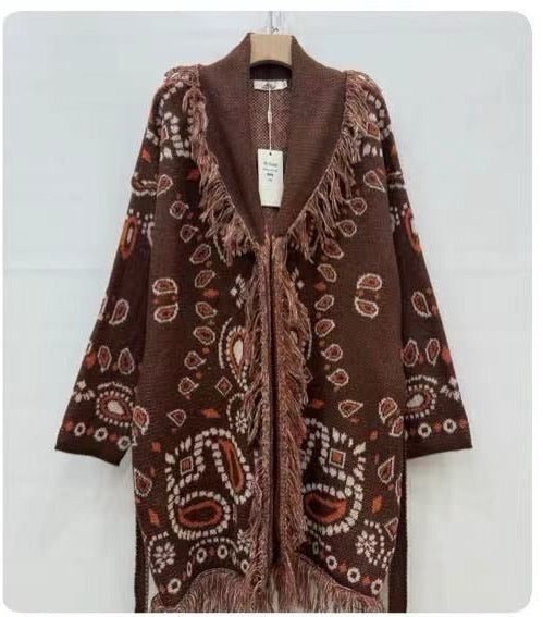 Boho Fringe Paisley Cardigan