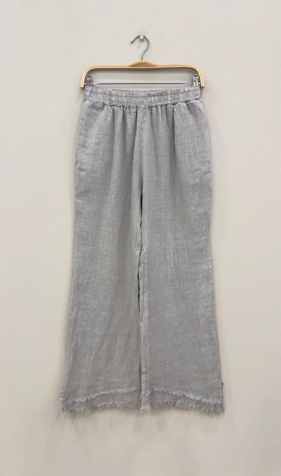 Linen Raw-Edge Wide Leg Trousers