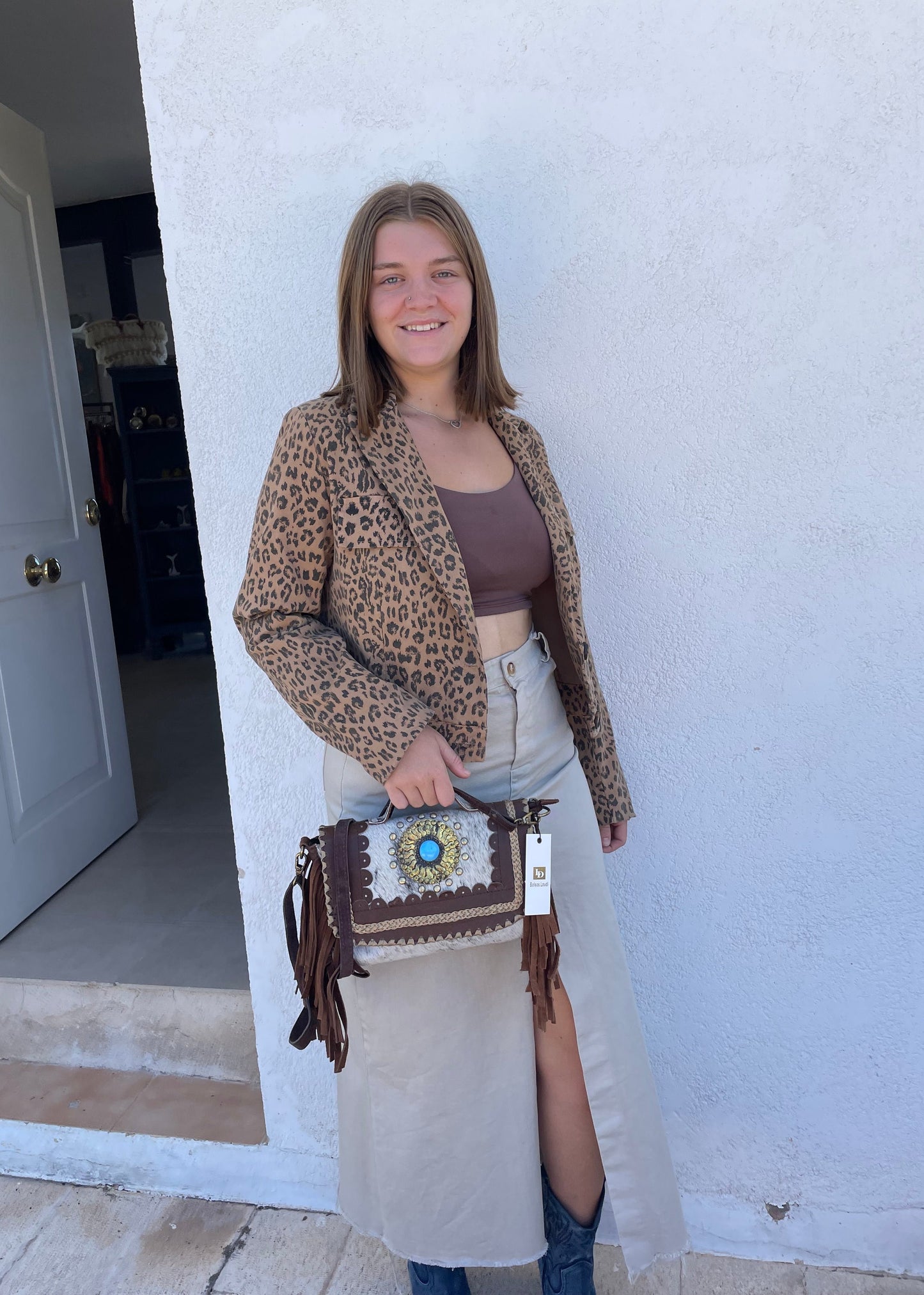 Leopard Print Cropped Jacket