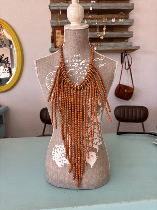 Statement Fringe Bead Necklace