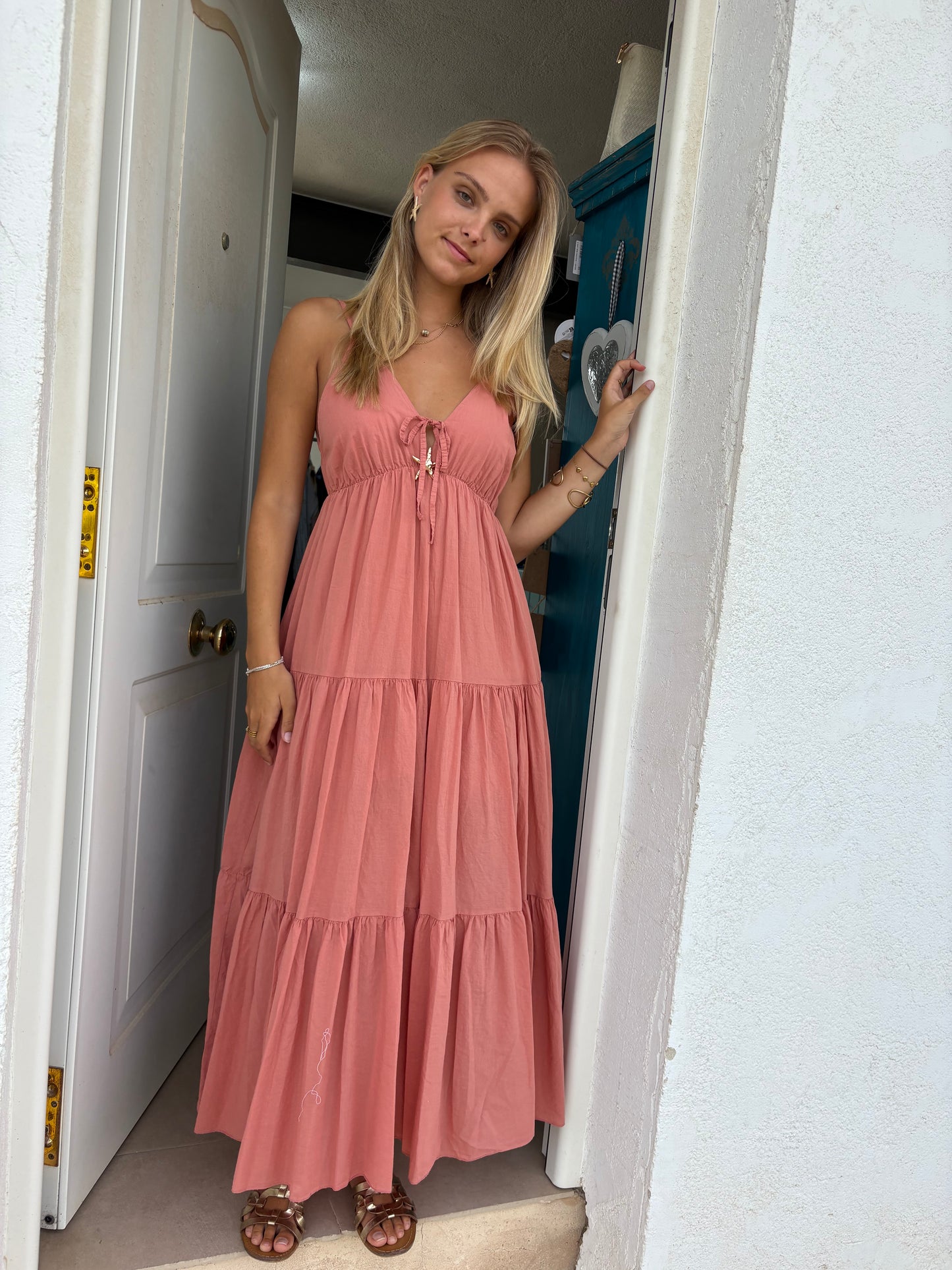 Starfish Tie-Front Tiered Maxi Dress