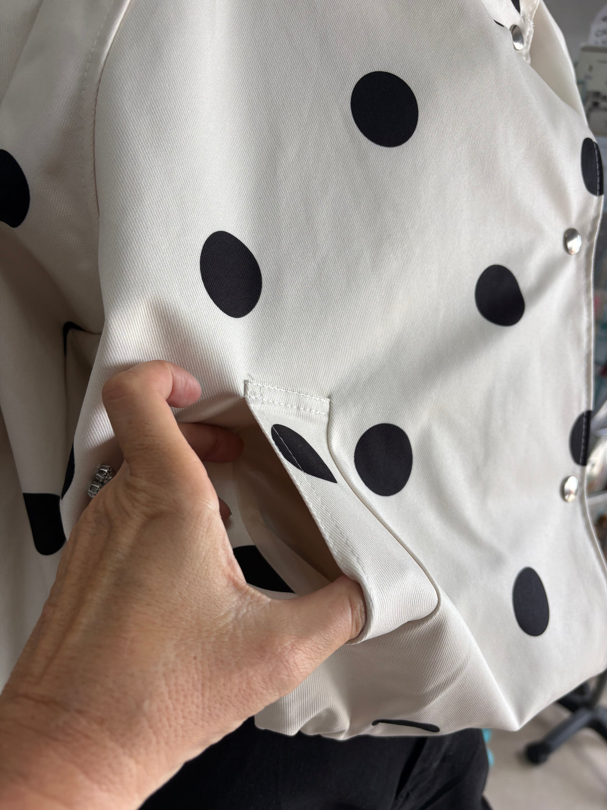 Polka Dot Funnel-Neck Bomber Jacket