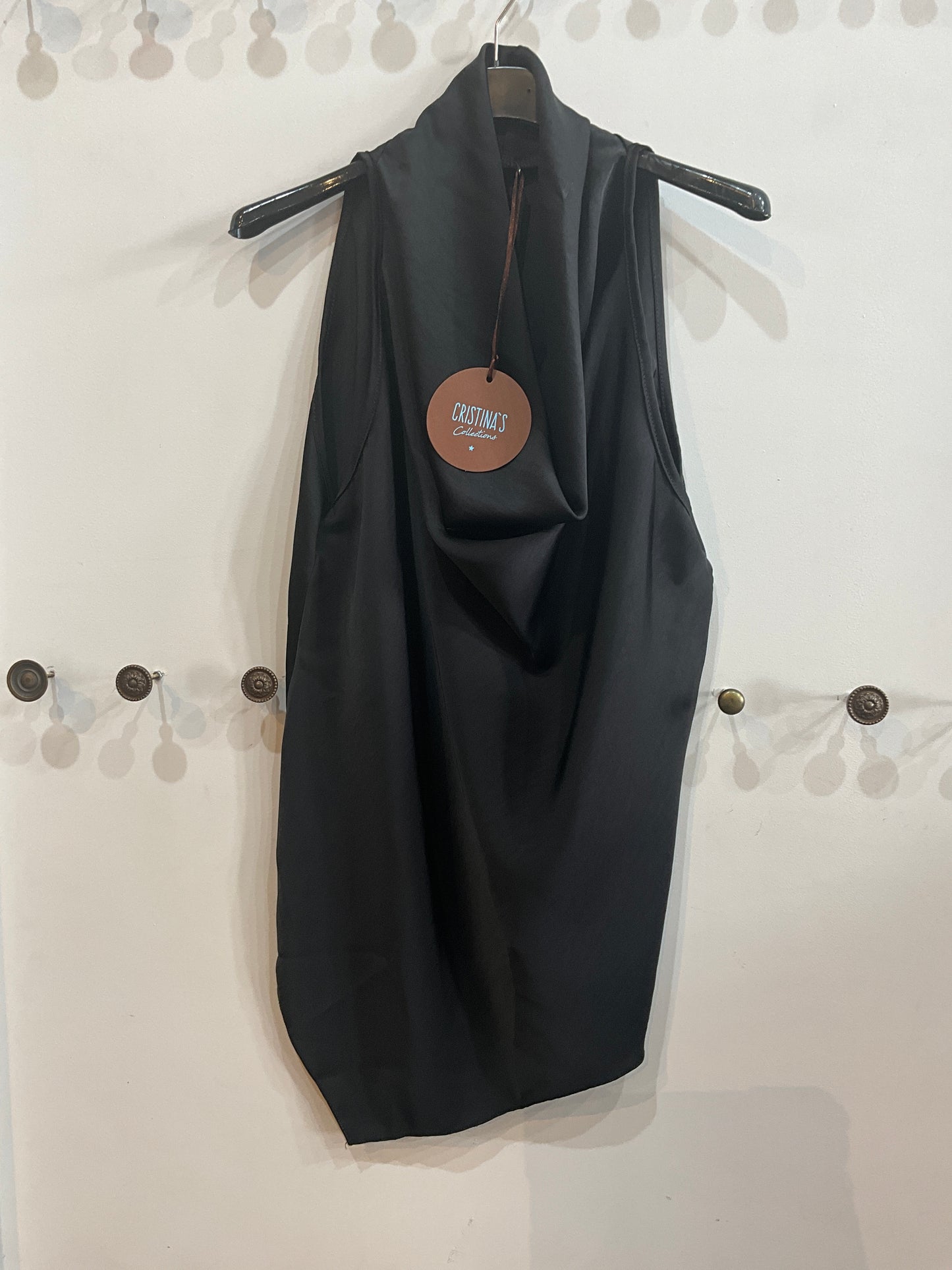 Draped Cowl Neck Asymmetric Top