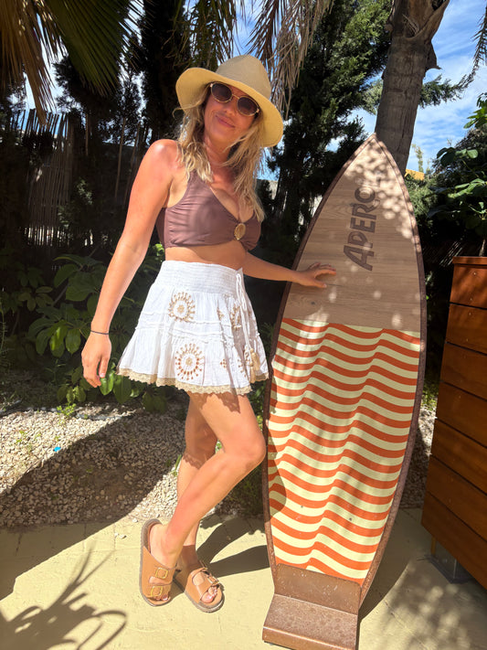 Boho cotton mini skirt