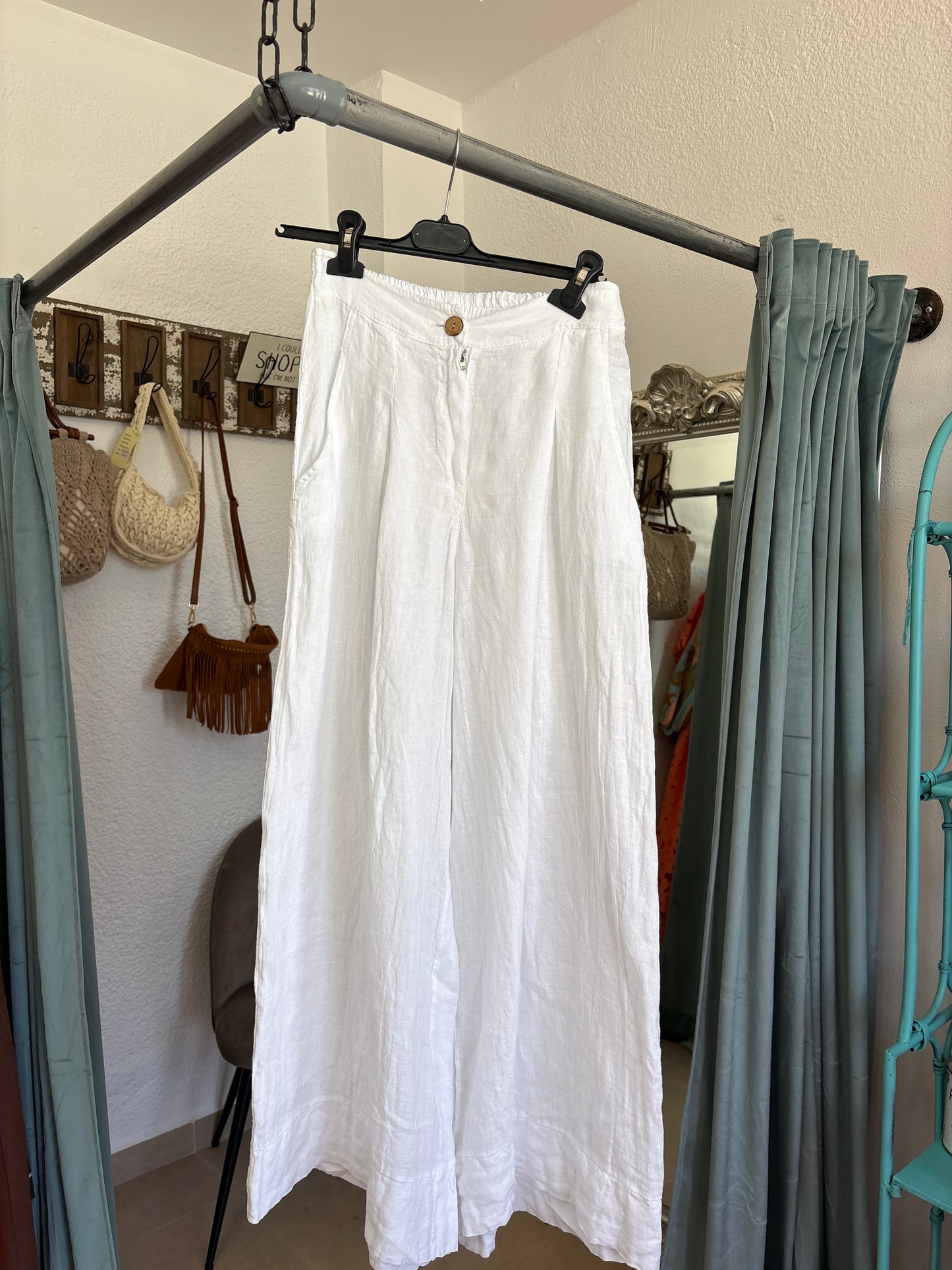 Wide leg linen trousers
