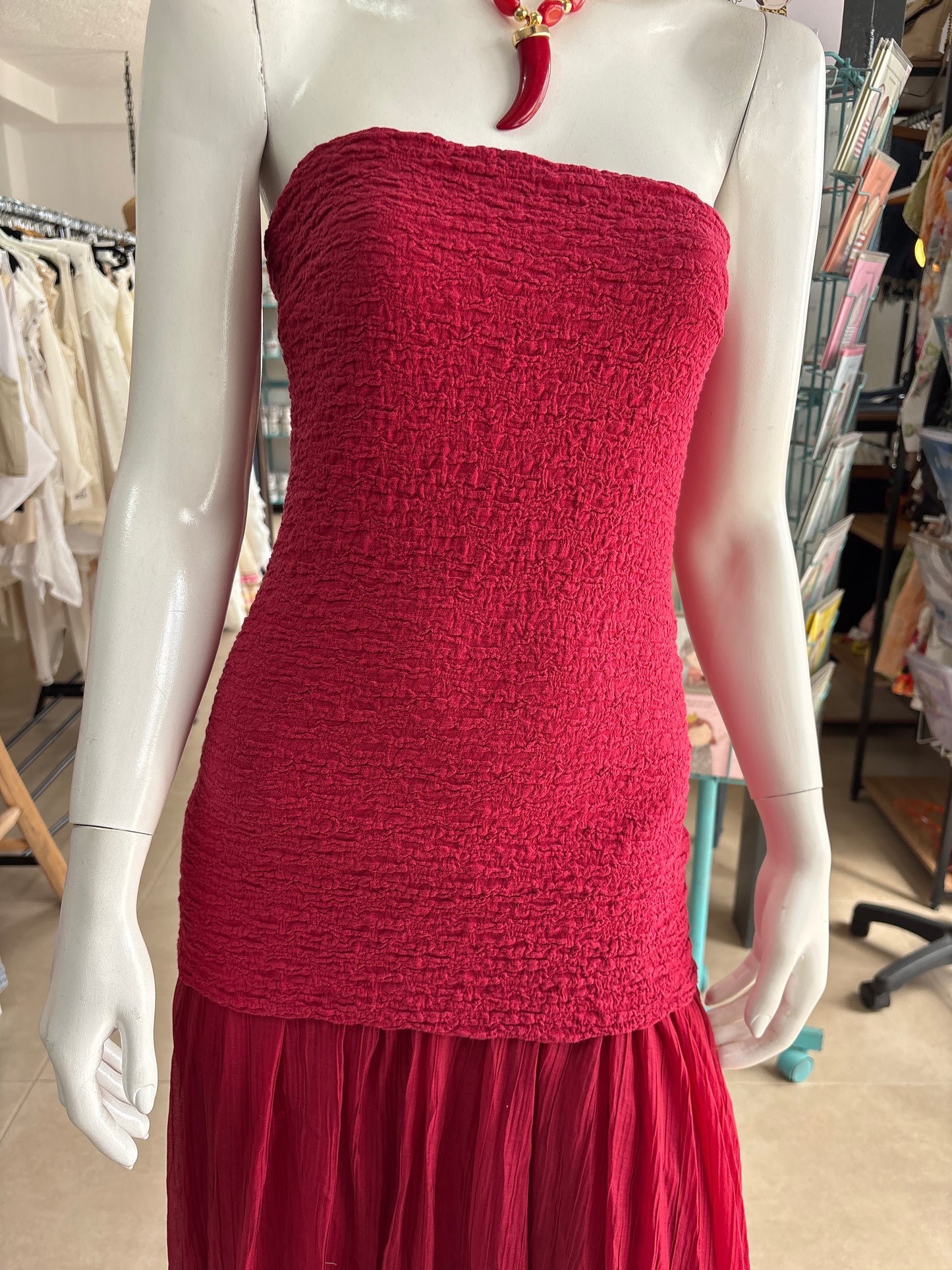 Strapless midi dress